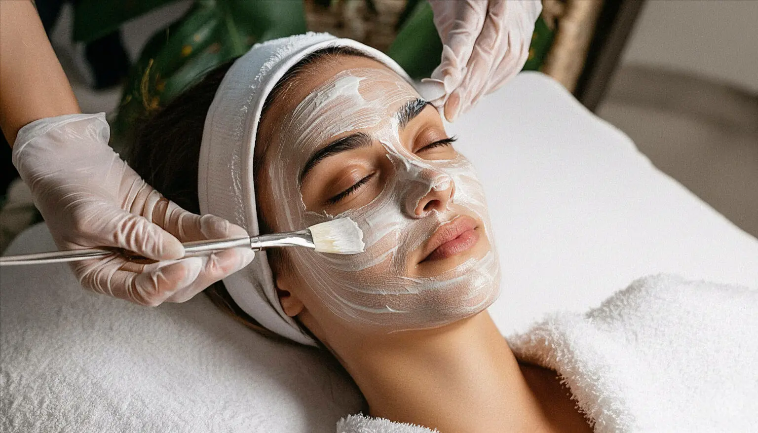 Person receiving a facial treatment.